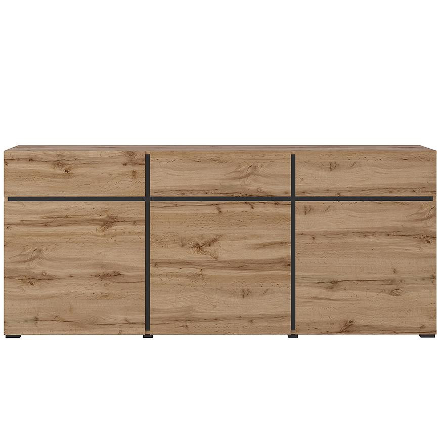 Komoda Cross 3D3S dub wotan/černá