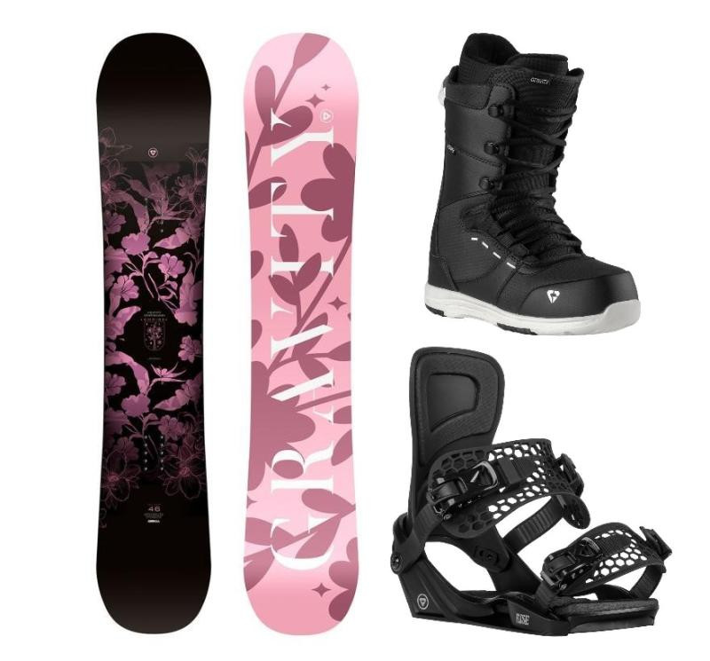 Gravity Empire 24/25 dámský snowboard + Gravity Rise black vázání + Gravity Bliss black/white boty