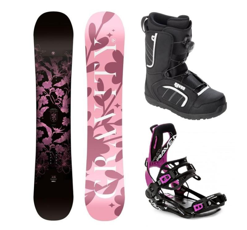 Gravity Empire 24/25 dámský snowboard + Raven Fastec FT360 black/fuchsia vázání + Raven Target ATOP obuv