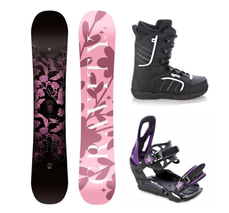 Gravity Empire 24/25 dámský snowboard + Raven S230 Black/violet vázání + Raven Target obuv