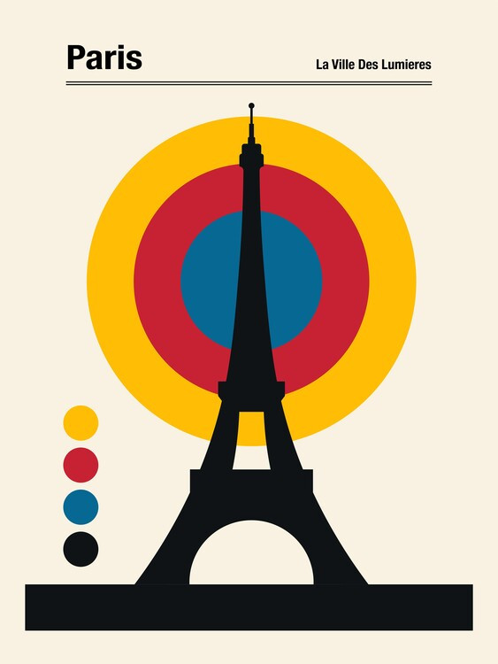 Retrodrome Ilustrace Paris Eiffel Tower Retro travel Print, Retrodrome, 30 × 40 cm