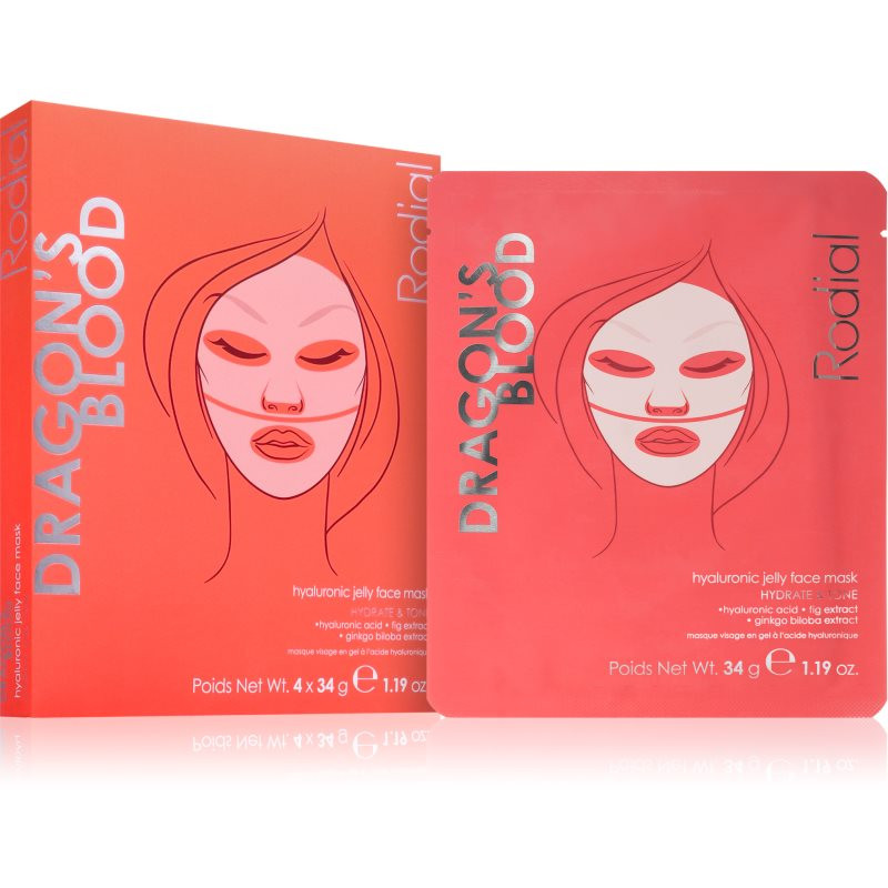 Rodial Dragon's Blood Hydrogel Jelly Face Mask intenzivní hydrogelová maska 4x34 g