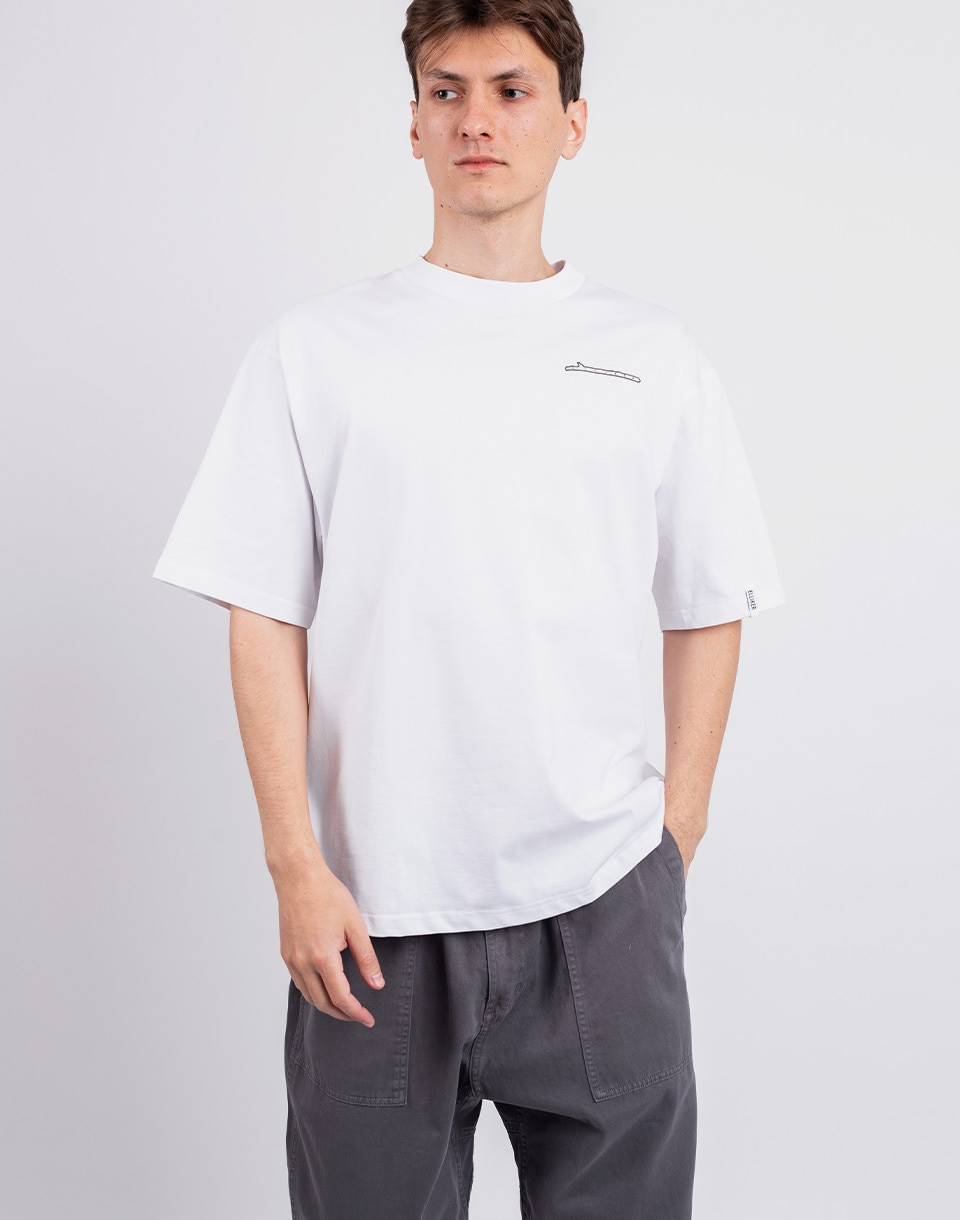 Elliker Rill Stick Print Short Sleeve T-Shirt WHITE M