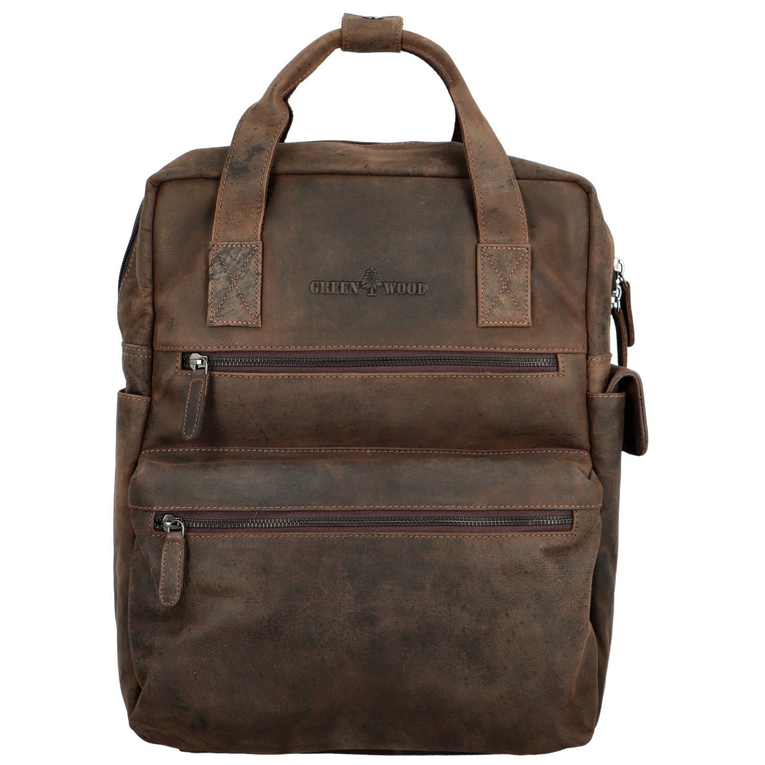 Trendy pánský kožený batoh GW Hoang, hnědá