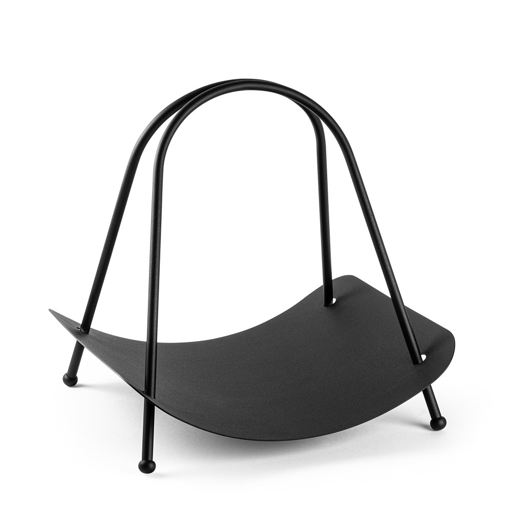 Dekorativní kovový stojan na dřevo v černé barvě, 50 x 42 x 39 cm