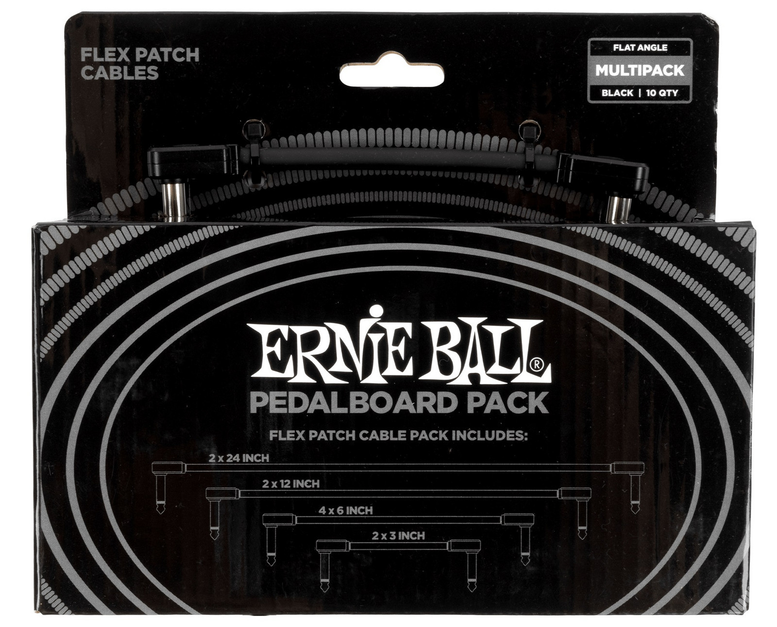 Ernie Ball Flex Patch Cables Pedalboard Multi-Pack Black