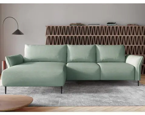 Rohová sedací souprava Luis, svetle zelená látka, levý roh