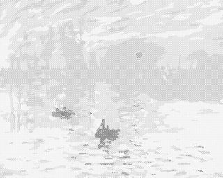 Tečkování - Východ slunce (C. Monet)