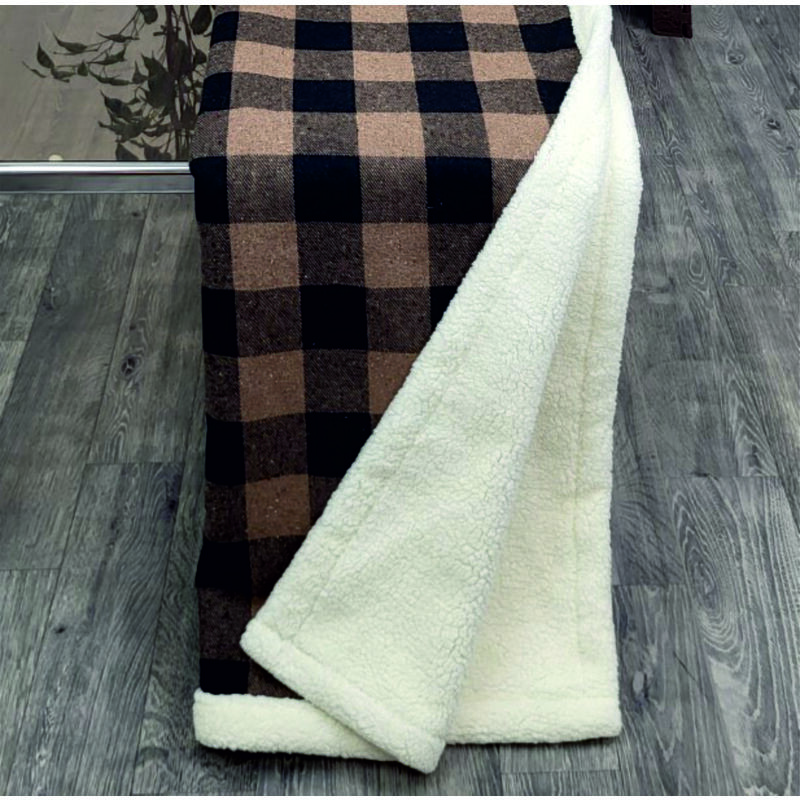 Deka beránek, Skandinávské káro, hnědá, 150 x 200 cm