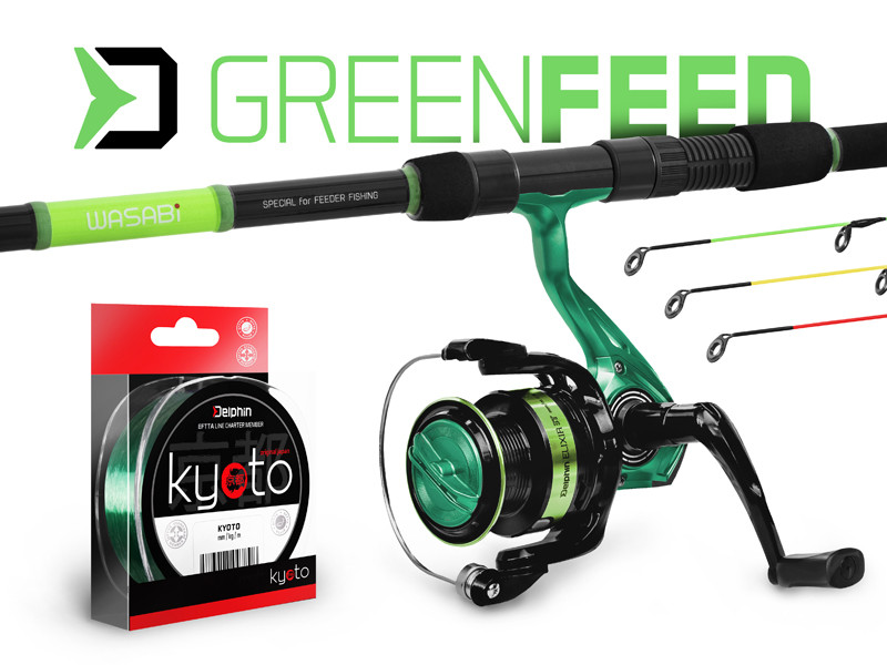 Feederový set Delphin GreenFEED-330cm/100g + 3T + 0,261mm