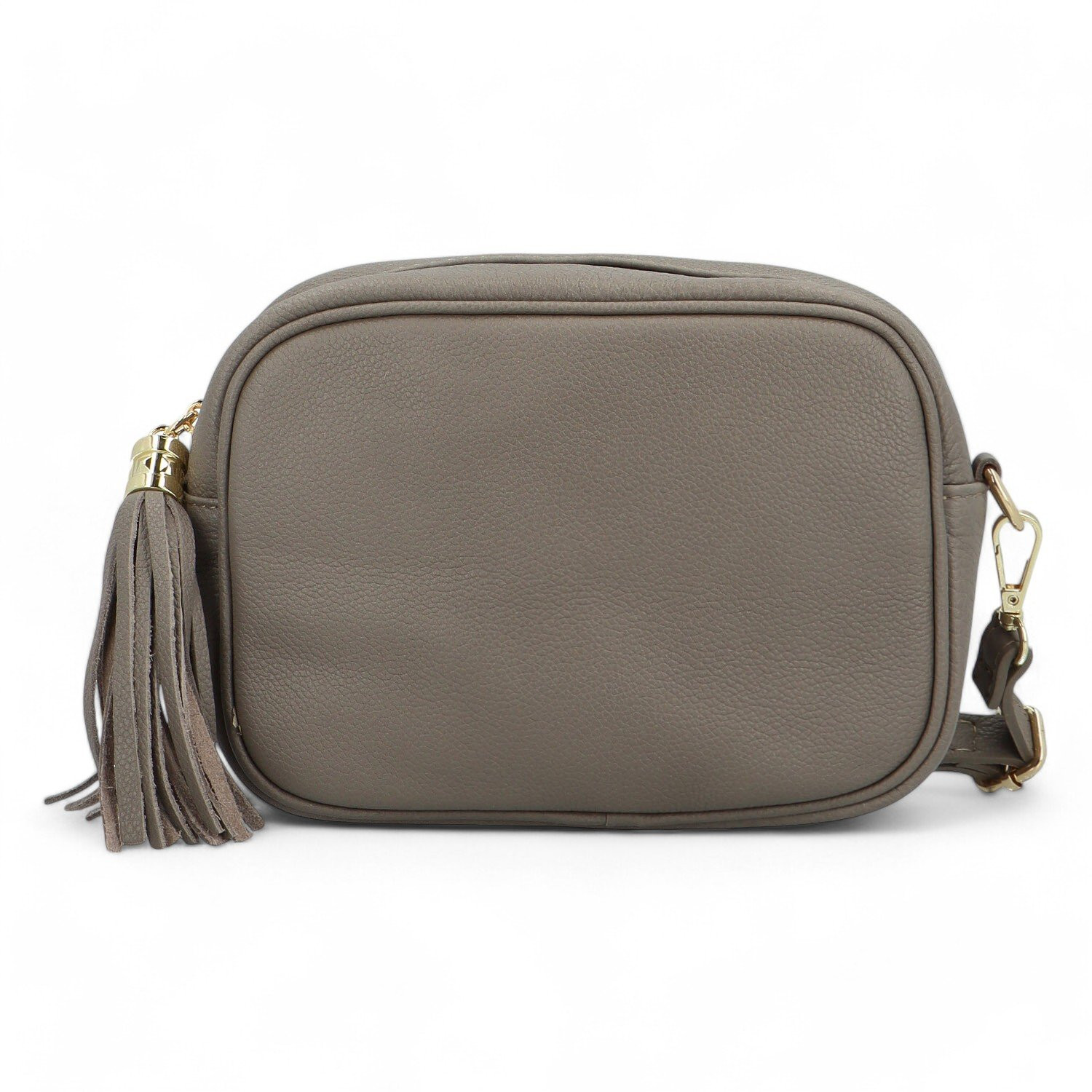 Dámská kožená crossbody kabelka taupe - Delami Kriane  taupe