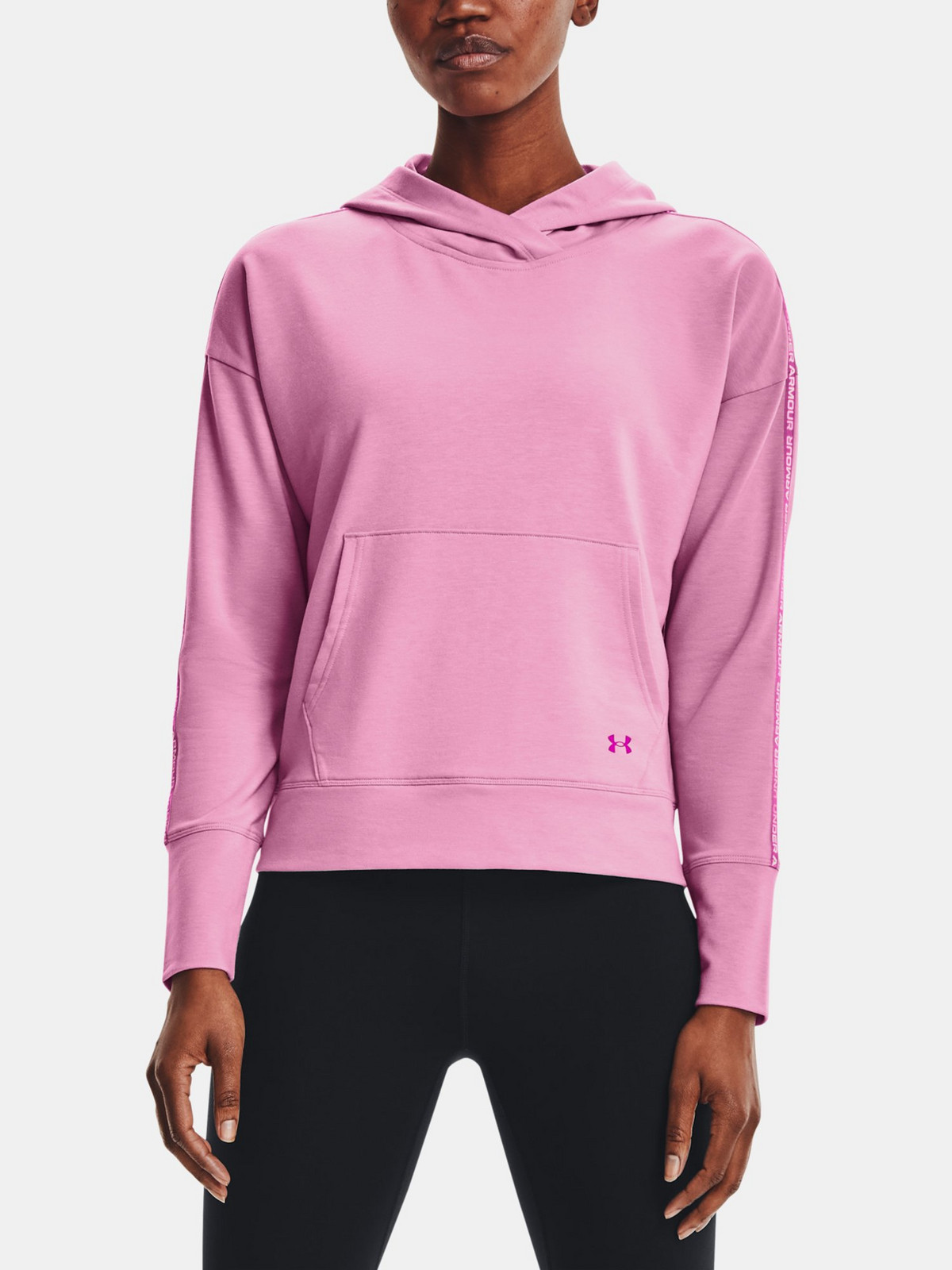 Dámská mikina Under Armour  Rival Terry Taped Hoodie Planet Pink M