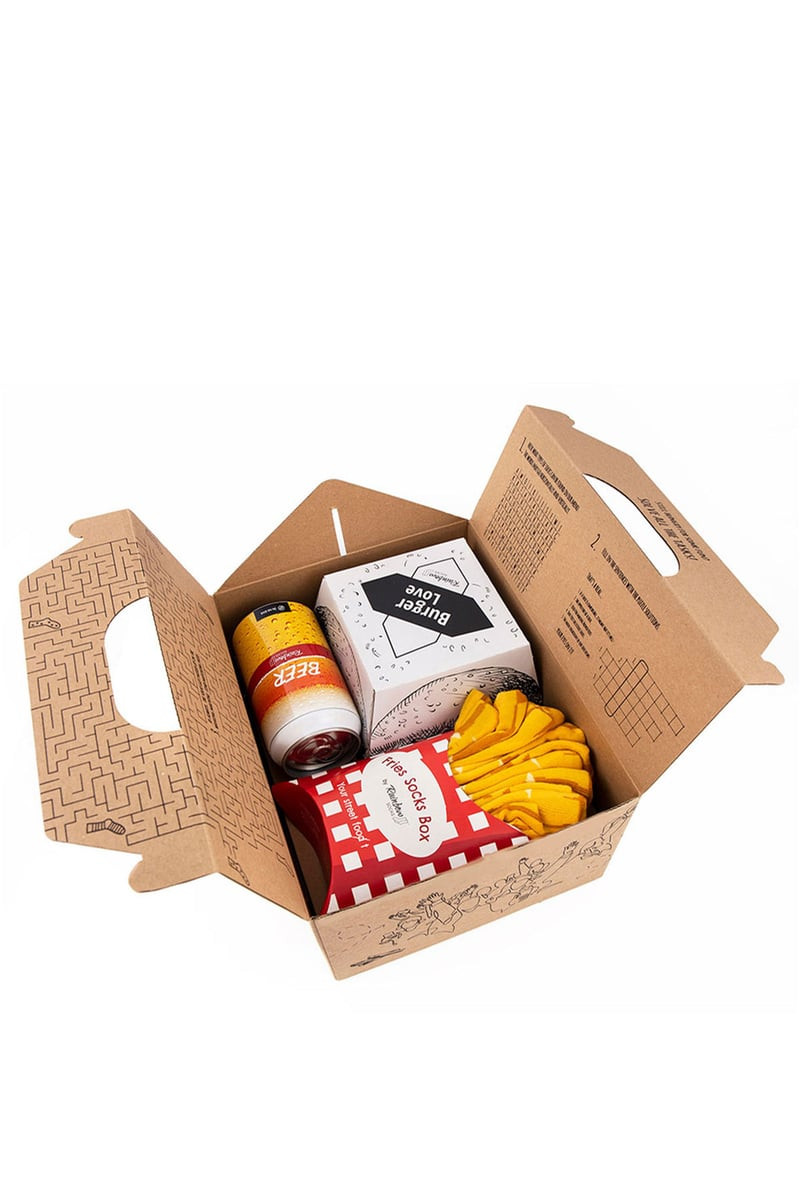 ZOOKSY/RAINBOW SOCKS Rainbow Socks Jídlo Ponožky Box Burger Hranolky Pivo 5 párů