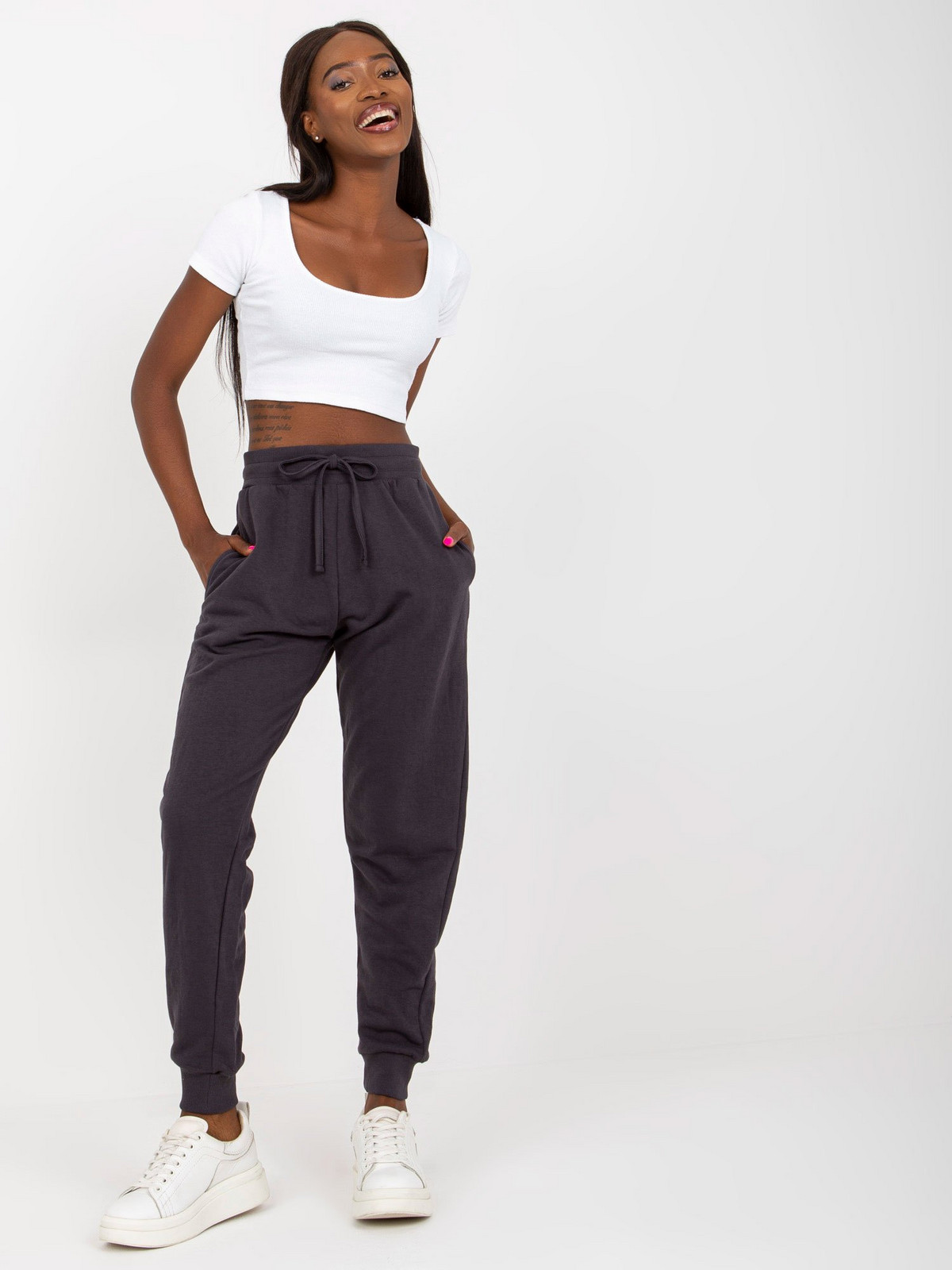 Graphite classic basic tied sweatpants