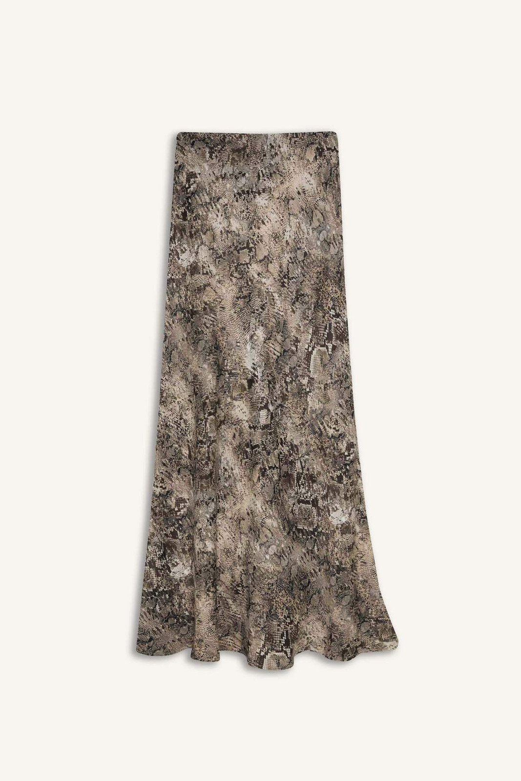 DEFACTO A-Line Snakeskin Patterned High Waist Satin Midi Skirt