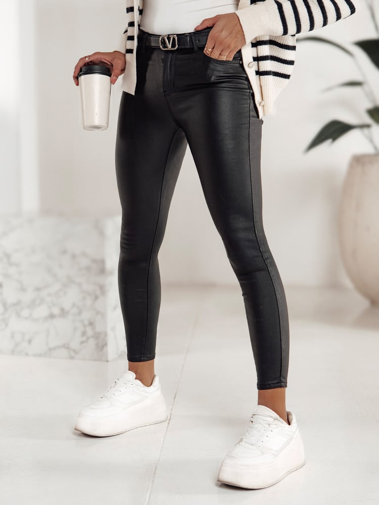 Spodnie damskie FEMINERO woskowane czarne Dstreet