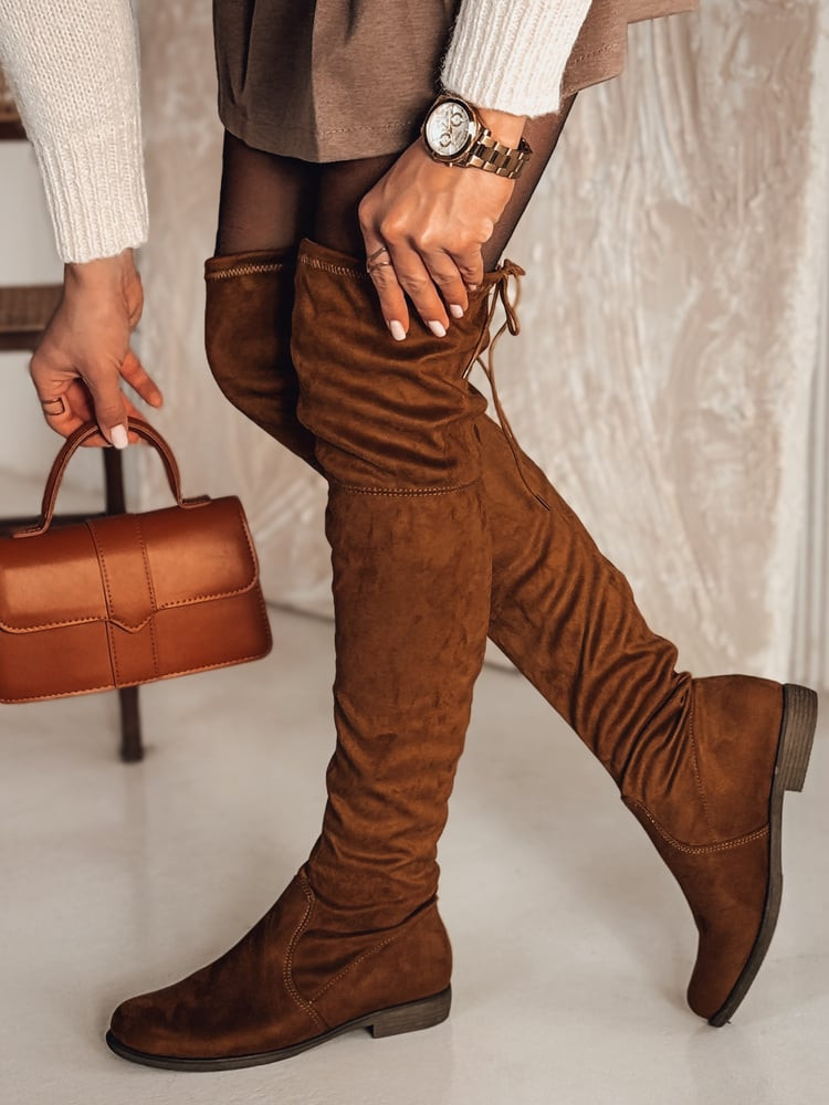 Kozaki damskie ALLUNIT kamelowe Dstreet