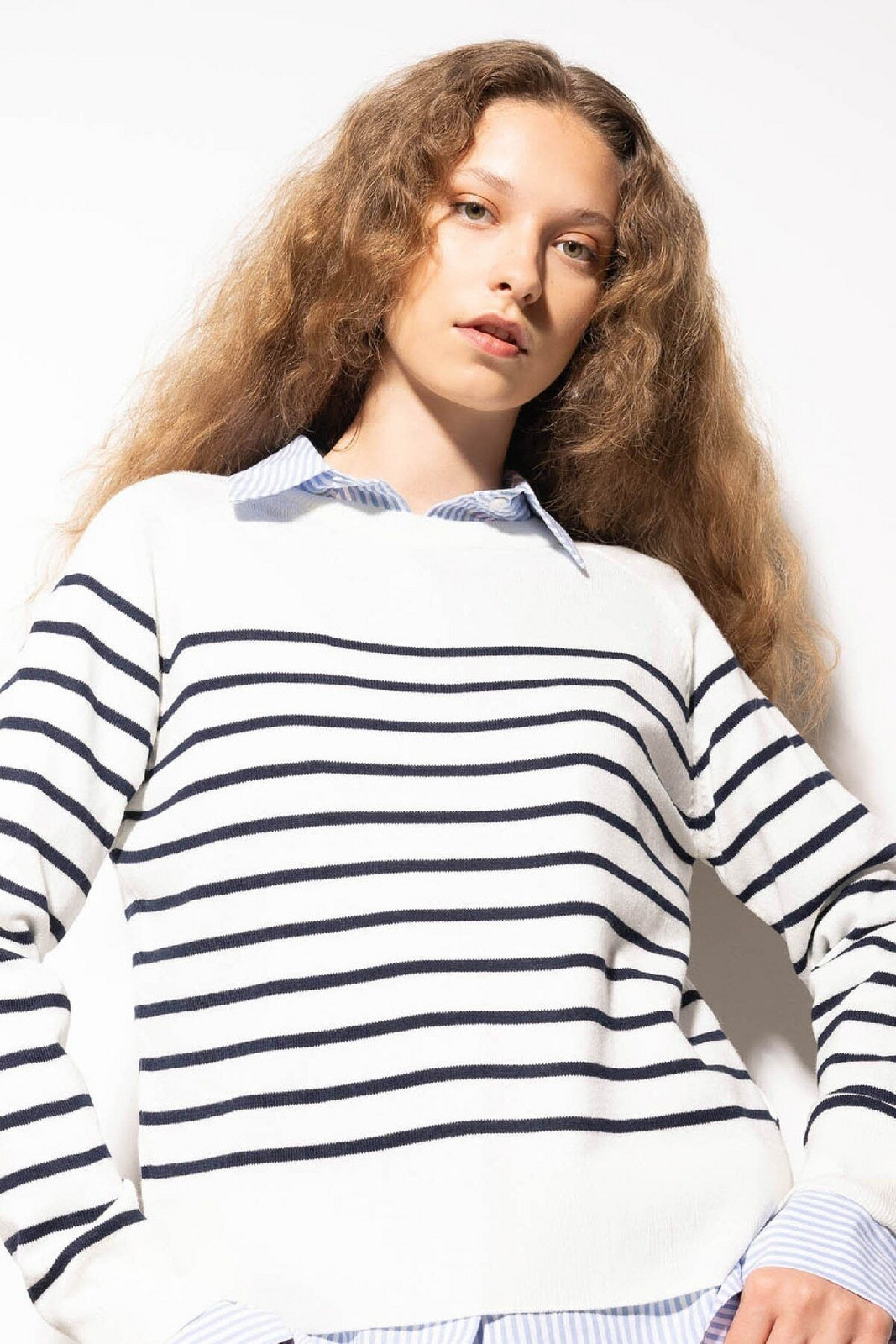 DEFACTO Regular Fit Soft Textured Crew Neck Striped Knitwear Sweater