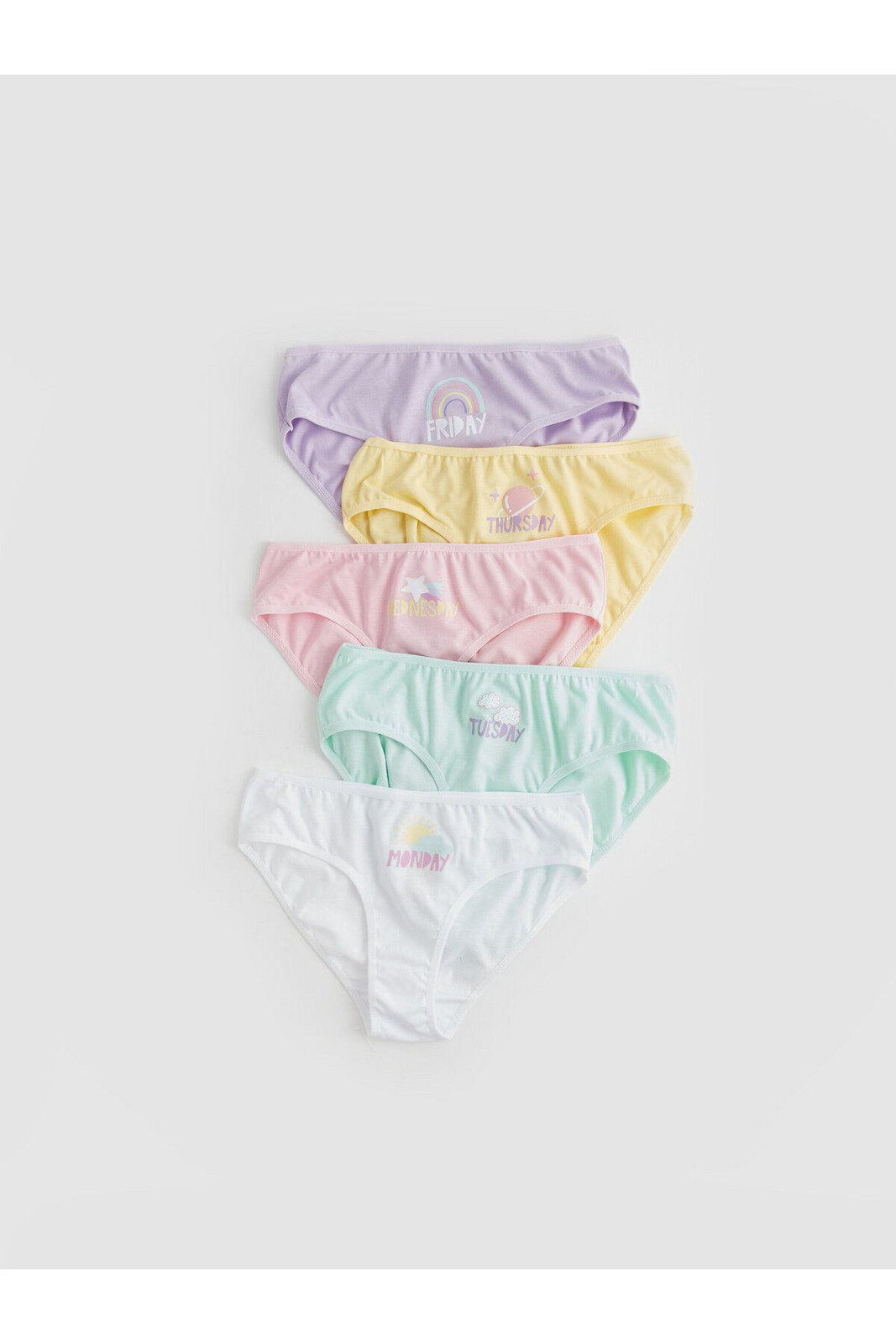 LC Waikiki 5-Piece Printed Cotton Girls' Briefs