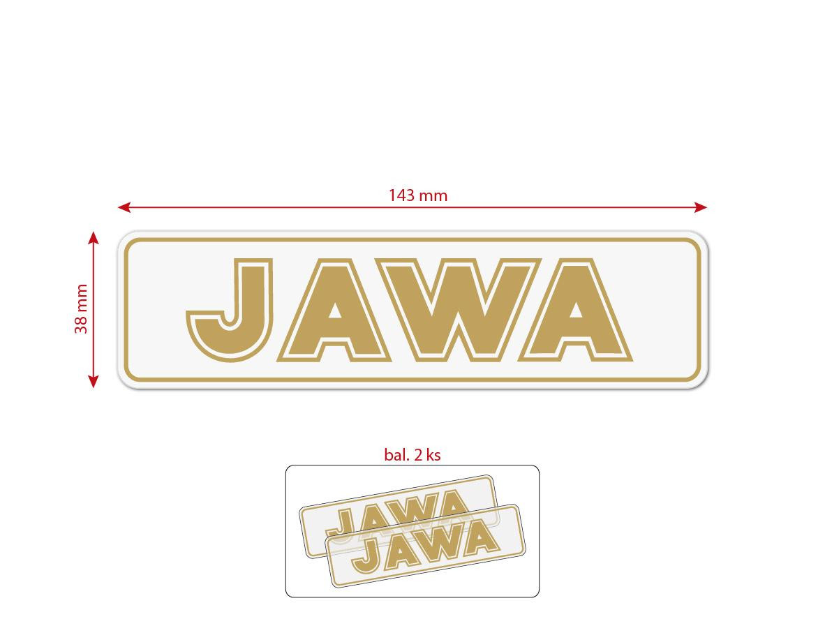 MOTOMAX, s.r.o. Nálepka JAWA 140x35 zlatá 2ks  *M