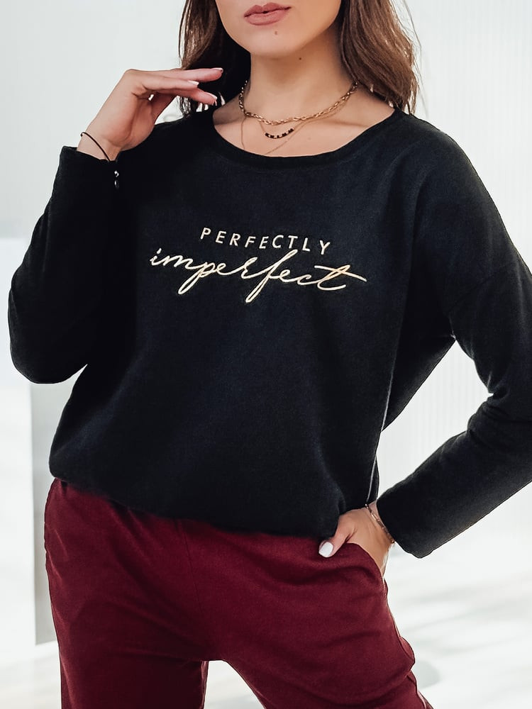 Bluzka damska oversize VIVILINES z nadrukiem czarna Dstreet