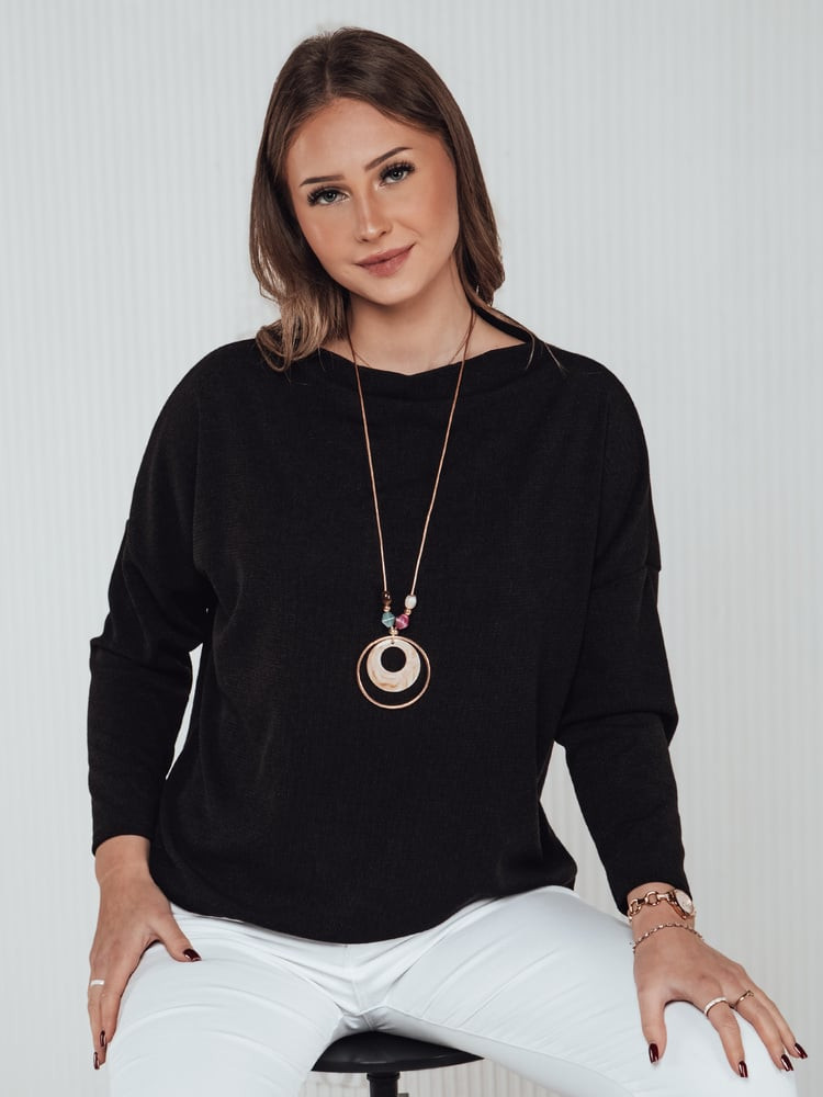 Bluzka damska one size WERIIO z wisiorkiem czarna Dstreet