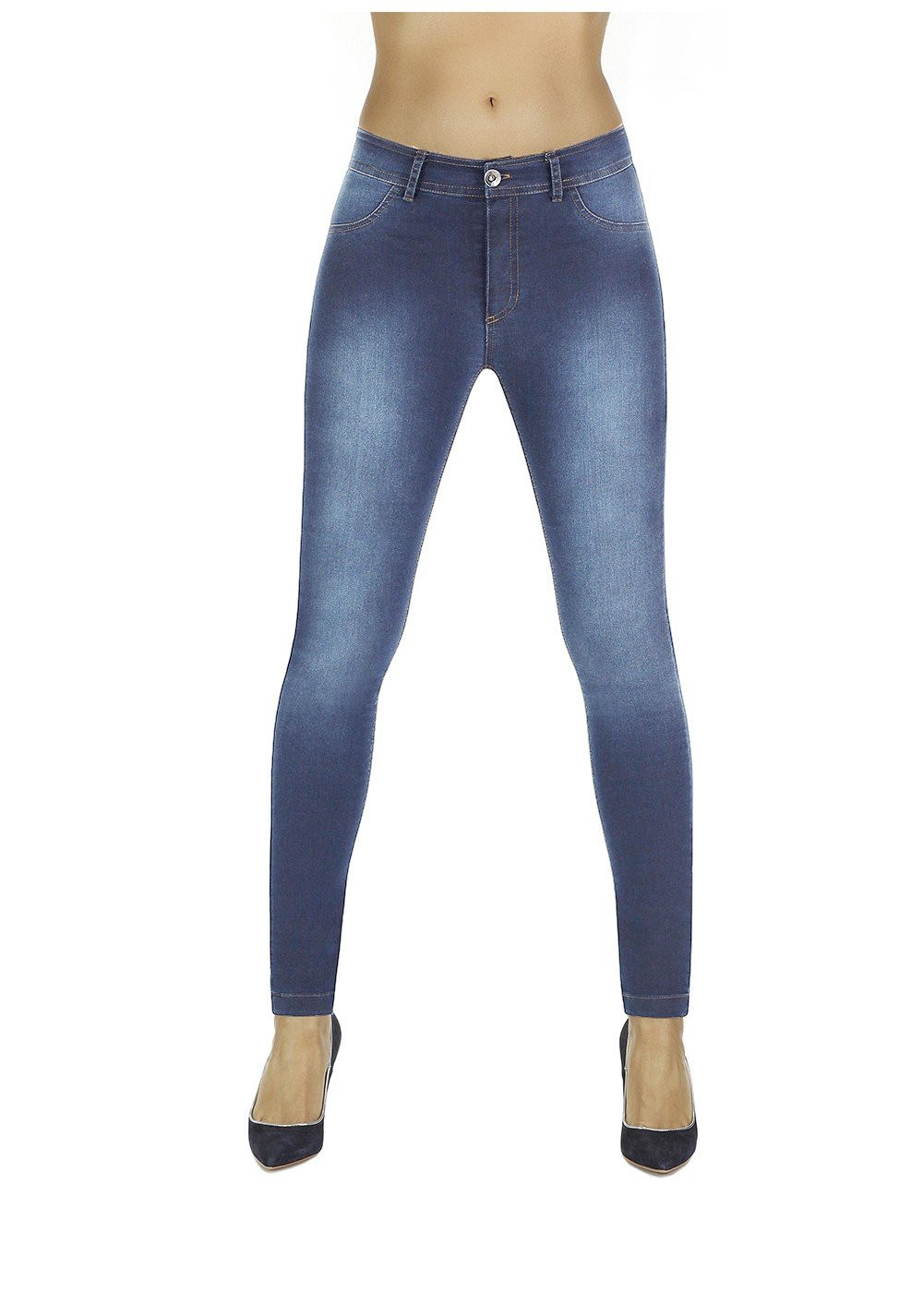 Bas Bleu Women's TIMEA denim trousers shaping the buttocks shaded