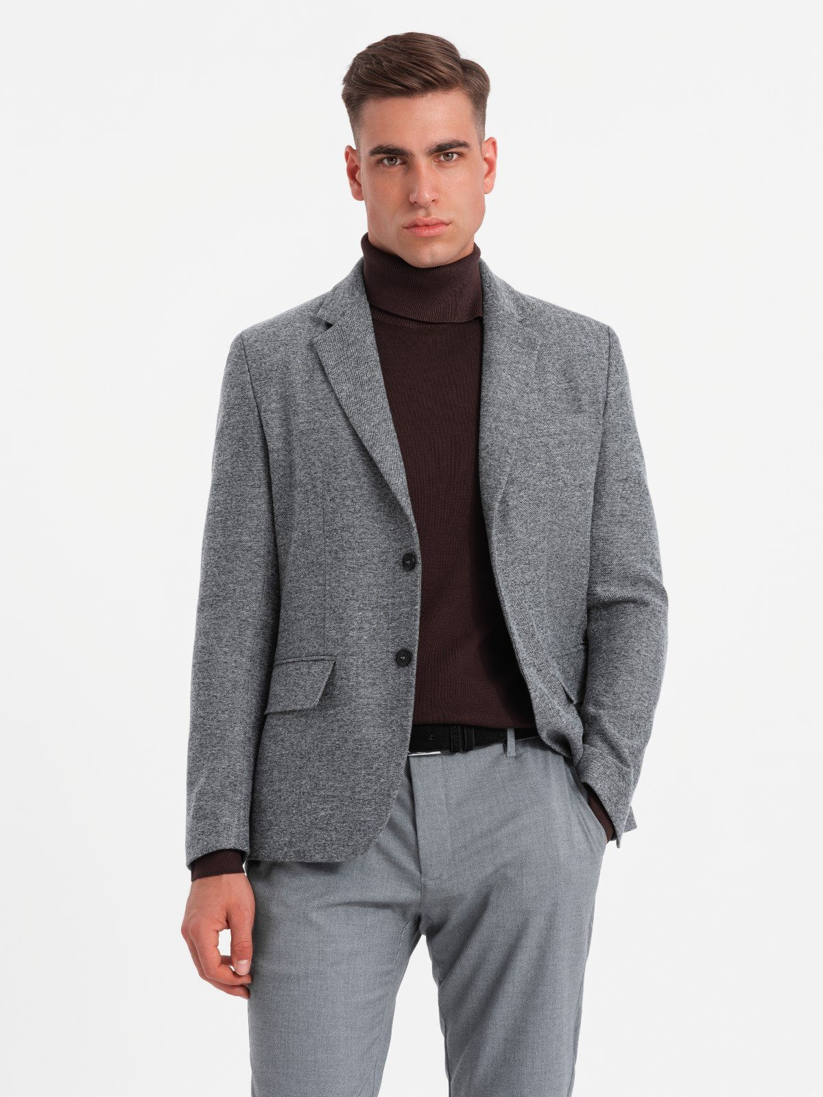 Ombre Classic men's jacket with rayon - gray