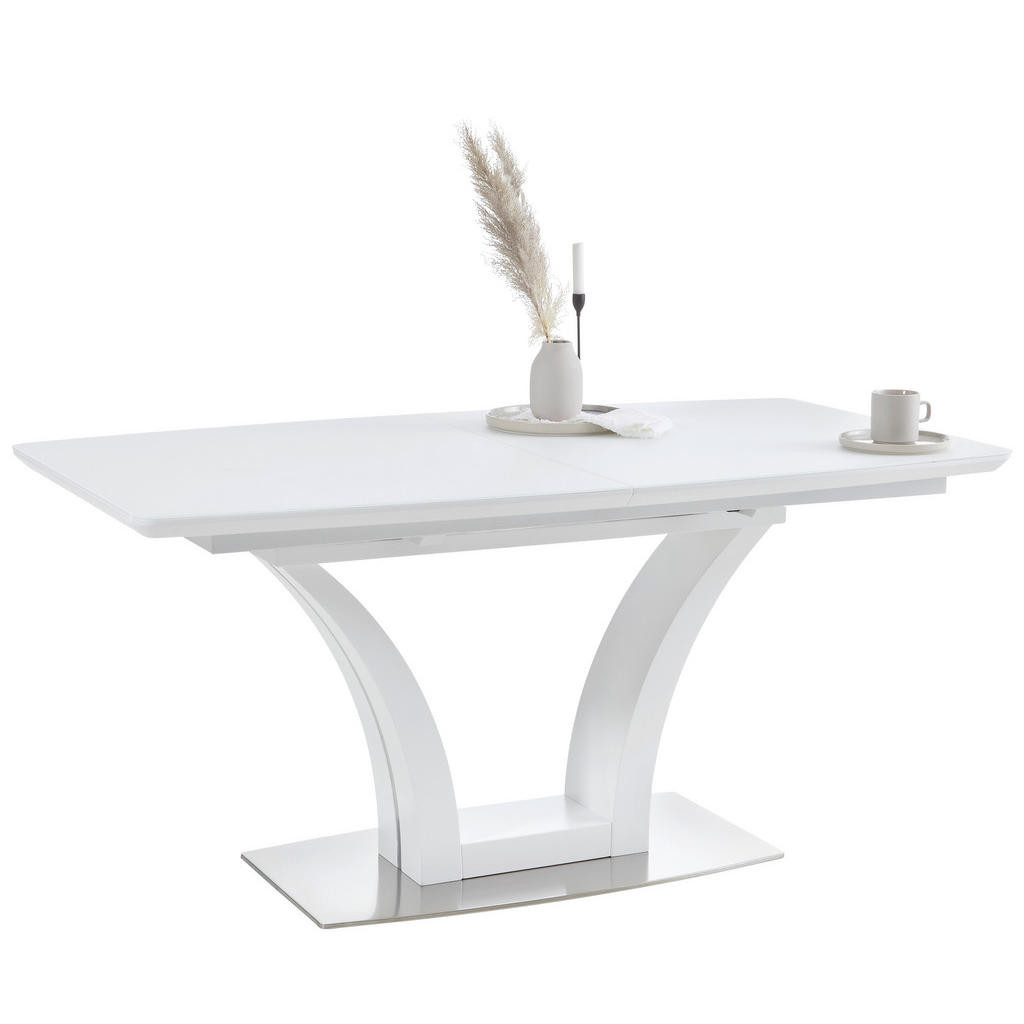 Novel JÍDELNÍ STŮL, bílá, barvy nerez oceli, 160-210/90/76 cm
