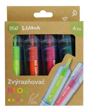 Zvýrazňovače ECO LUMA neon - sada 4 barev