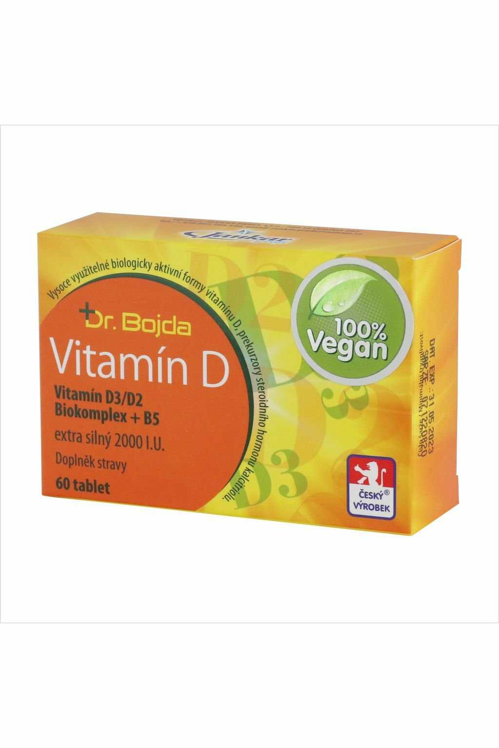 VITAMIN D3/D2 2000IU biokomplex VEGAN + B5 60tbl Dr. Bojda