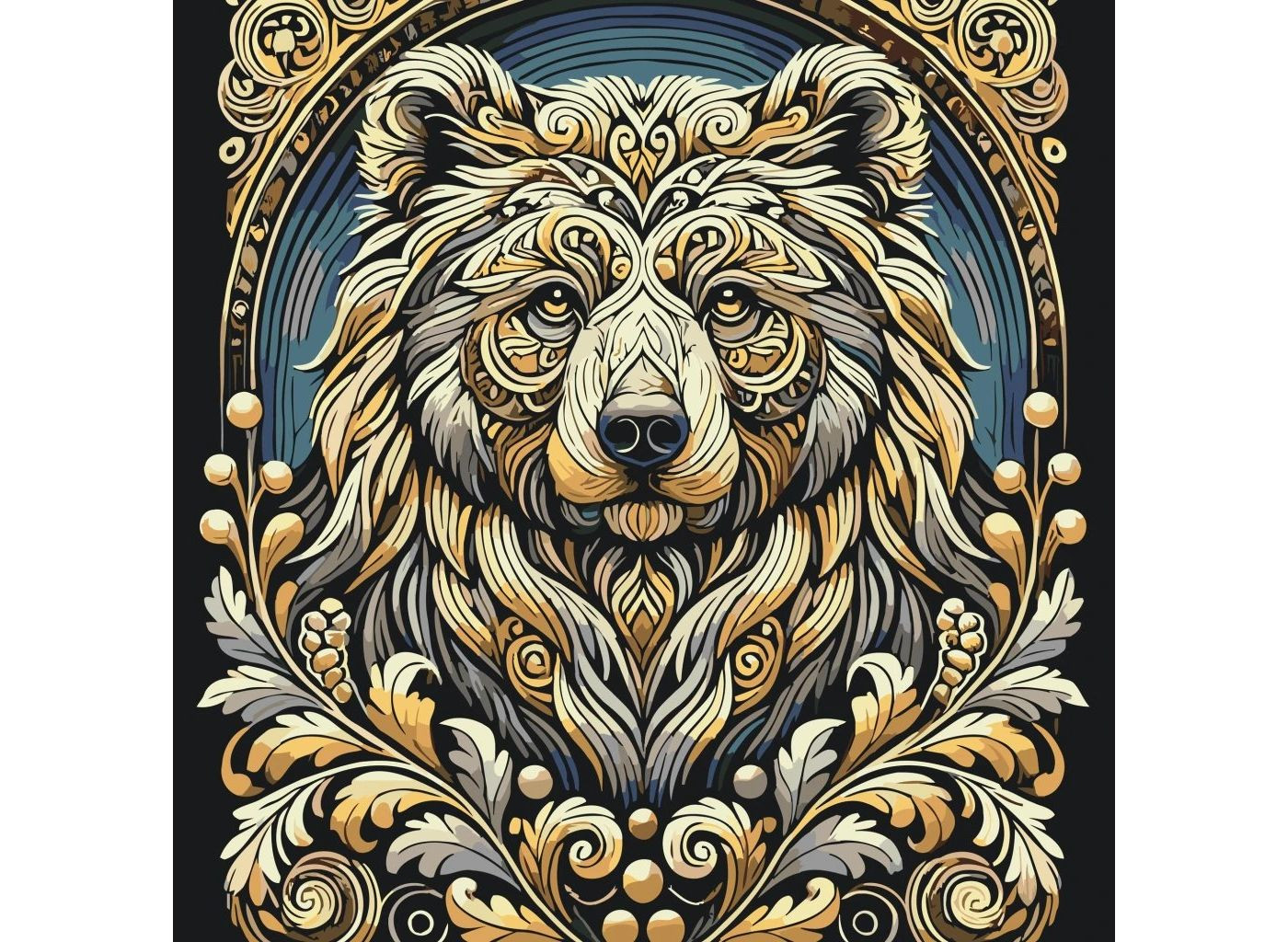 MALUJEŠ Malování podle čísel - MEDVĚD S ORNAMENTY Rozměr: 80x80 cm, Rámování: bez rámu a bez vypnutí plátna