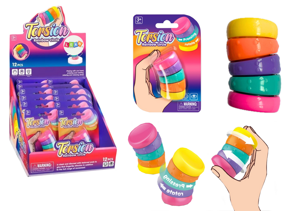 mamido Senzorická hračka rotující kroužky duhové