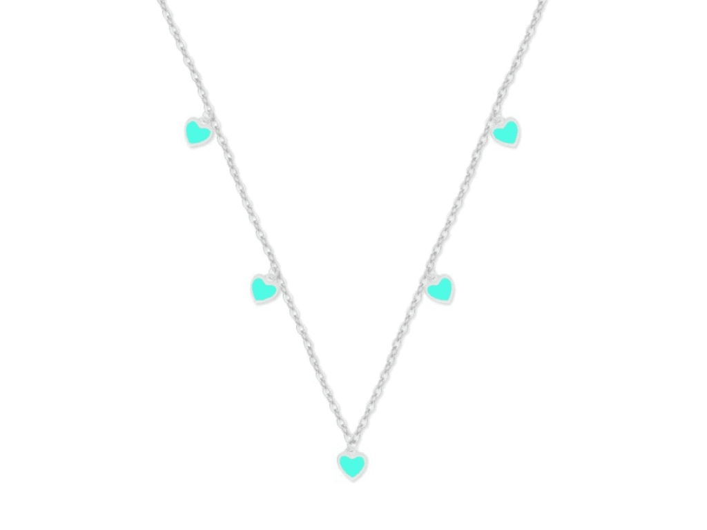 Bangles.cz Řetízek Srdci stříbro 925 barva: zelená