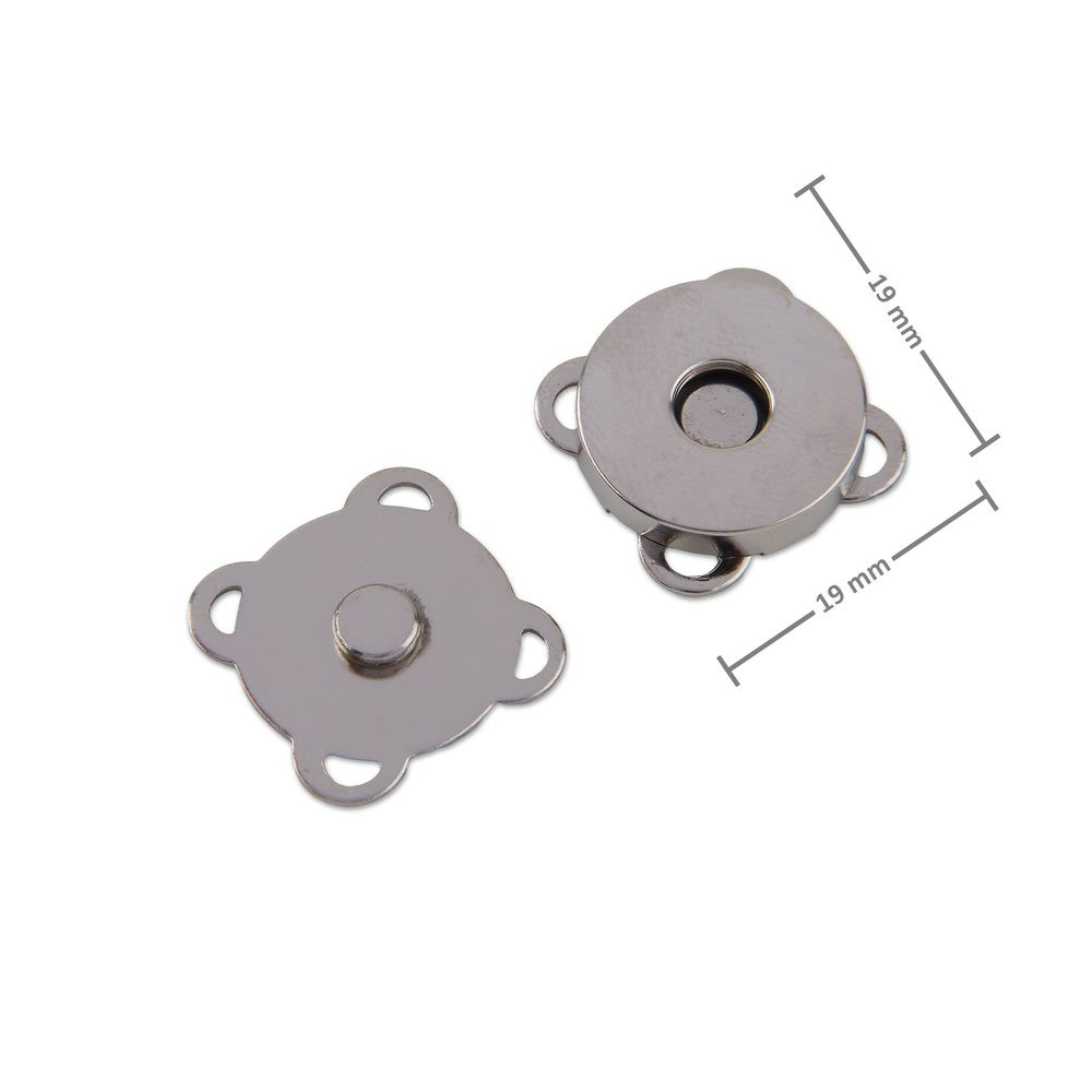 Galanterní magnetické zapínaní 19 x 19 x 5,5 mm v barvě platiny - 2 ks