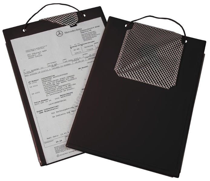 Desky na dokumenty A4, se suchým zipem, poutkem a kapsou na klíče, černé - Edge