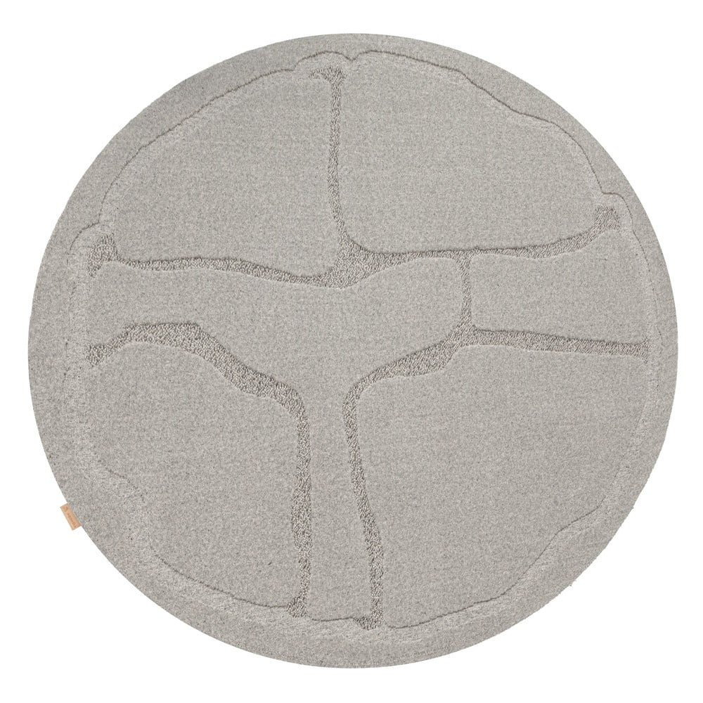 Šedý vlněný kulatý koberec ø 200 cm Morphic Organica – Agnella