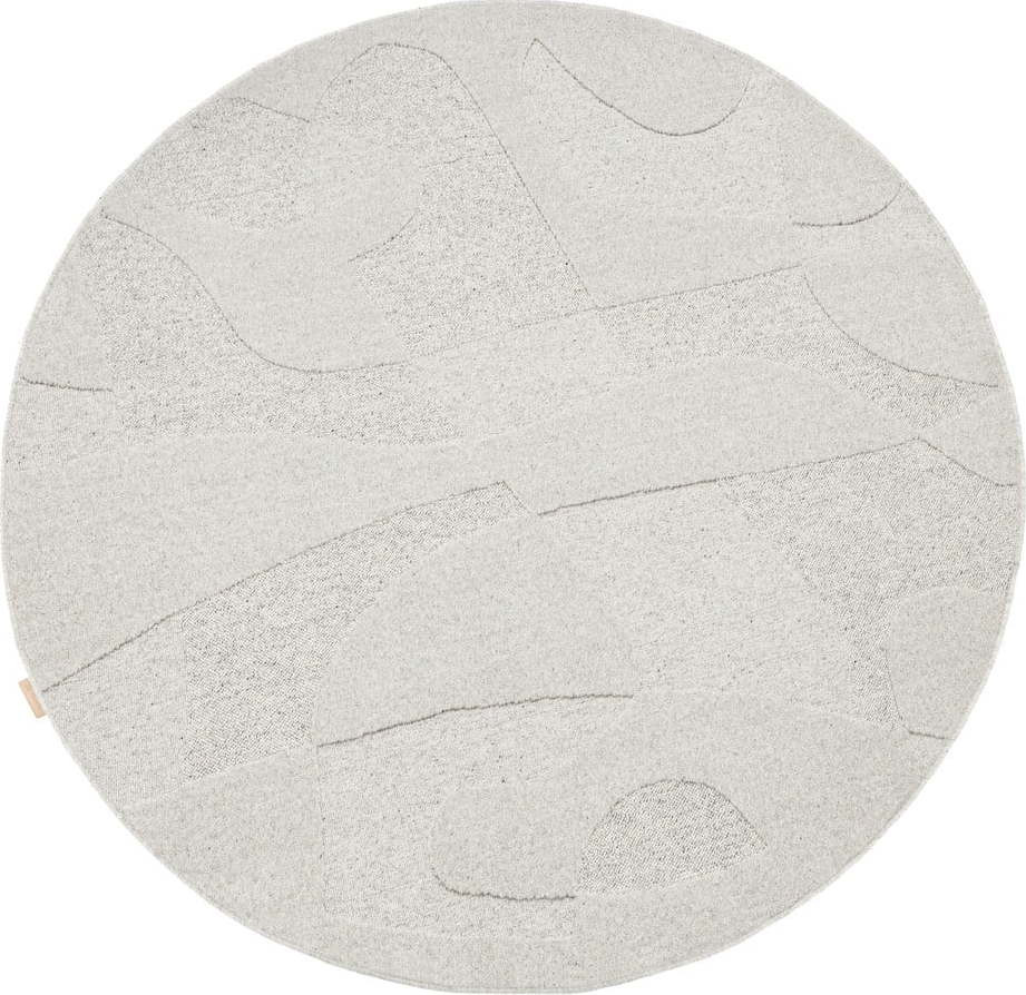 Světle šedý vlněný kulatý koberec ø 120 cm Morphic Botanica – Agnella