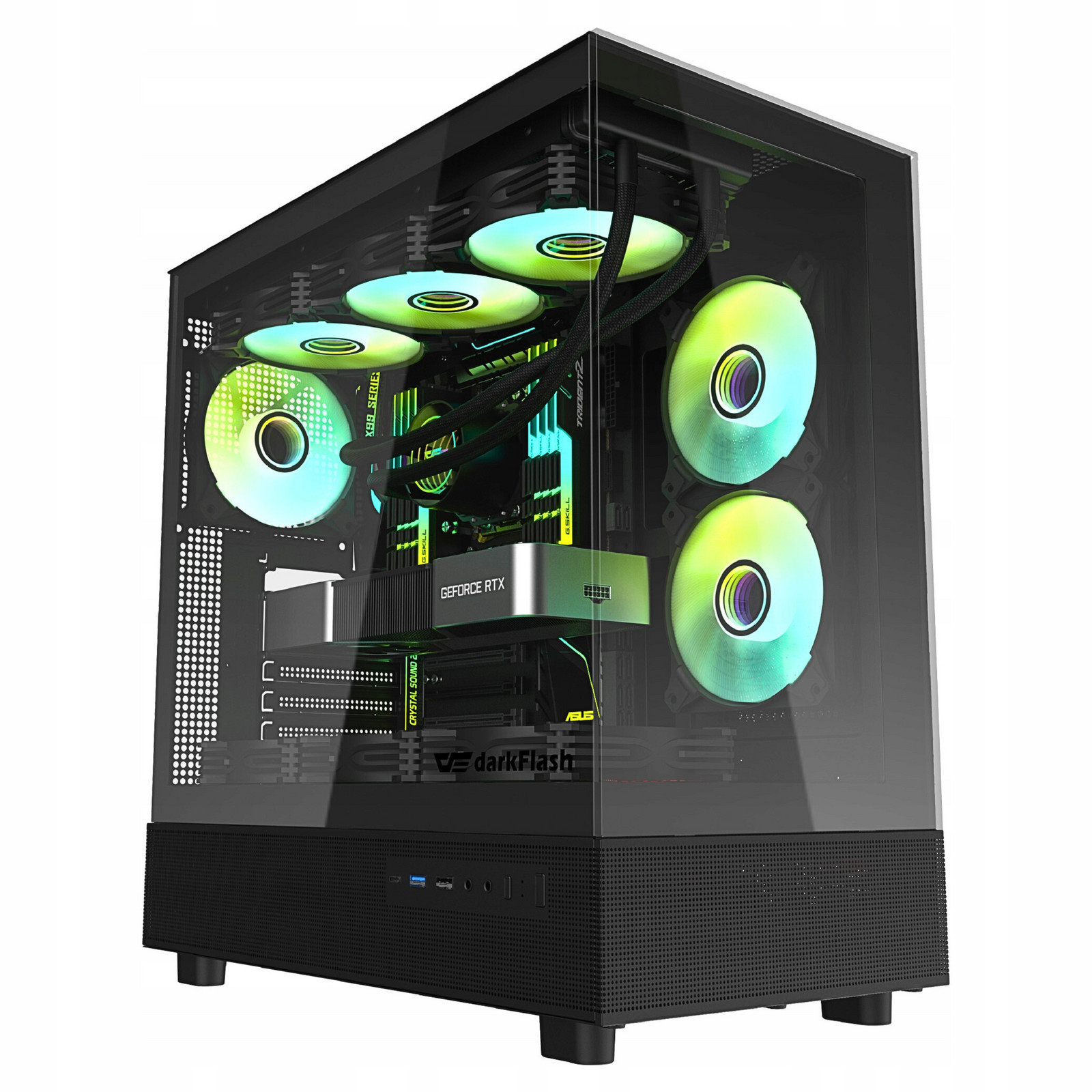 DarkFlash DPX90 Počítačová skříň Atx Midi Tower Sklep Gaming Černá