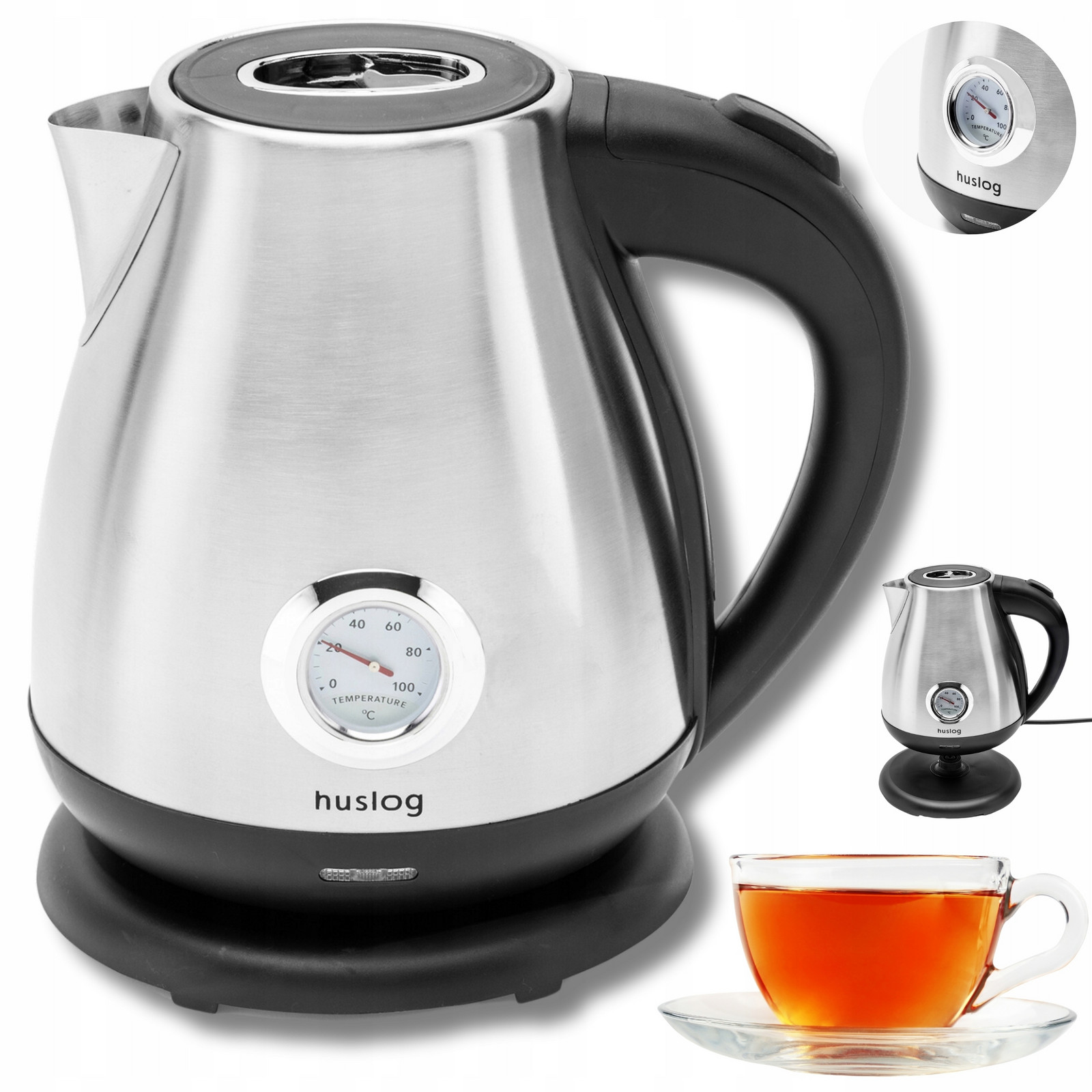 Rychlovarná Konvice Bezdrátová 2200W Výkonná S Teploměrem Huslog AK-02034