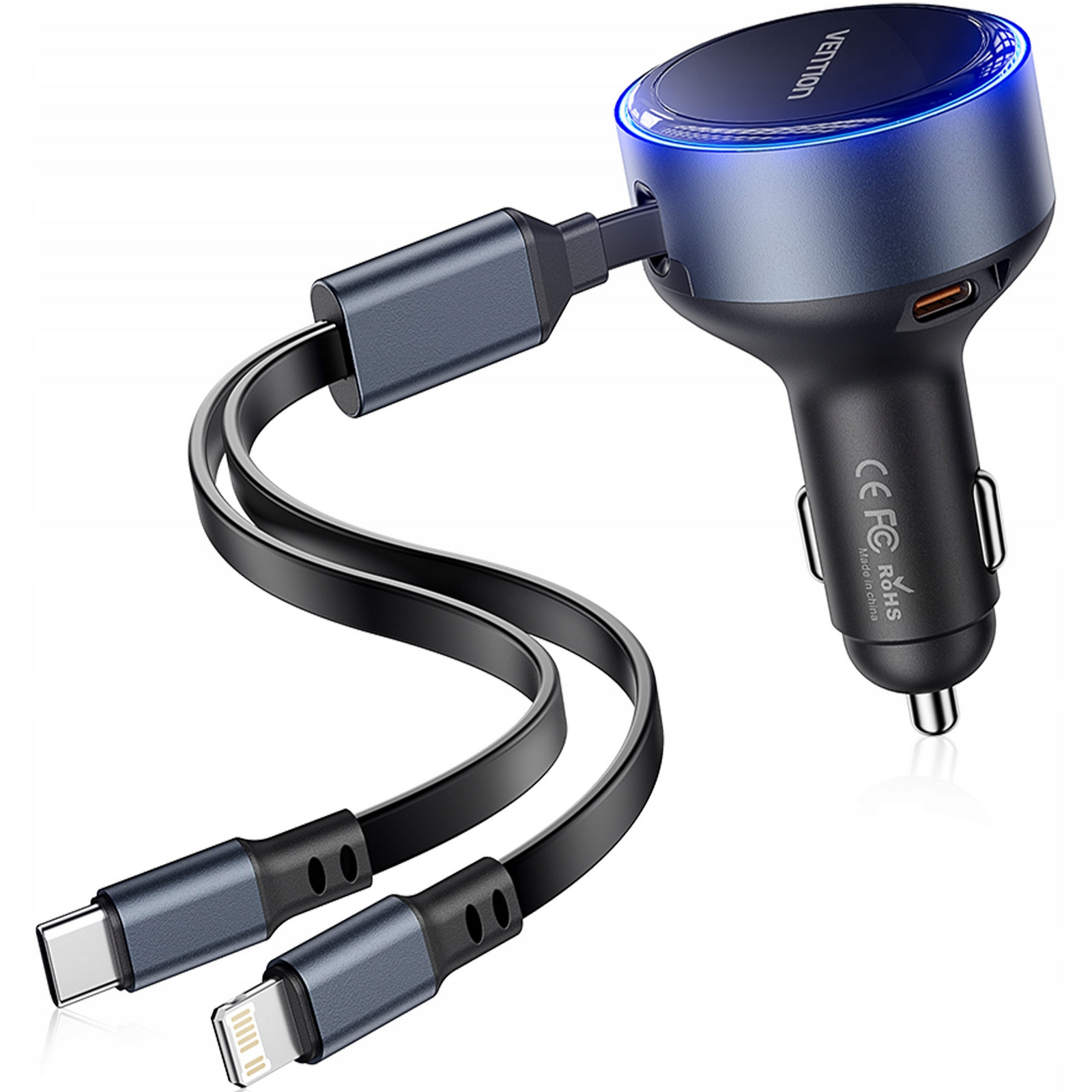 Vention Nabíječka Automobilová Do Auta Usb-c 30W Kabel Usb-c Na Lightning