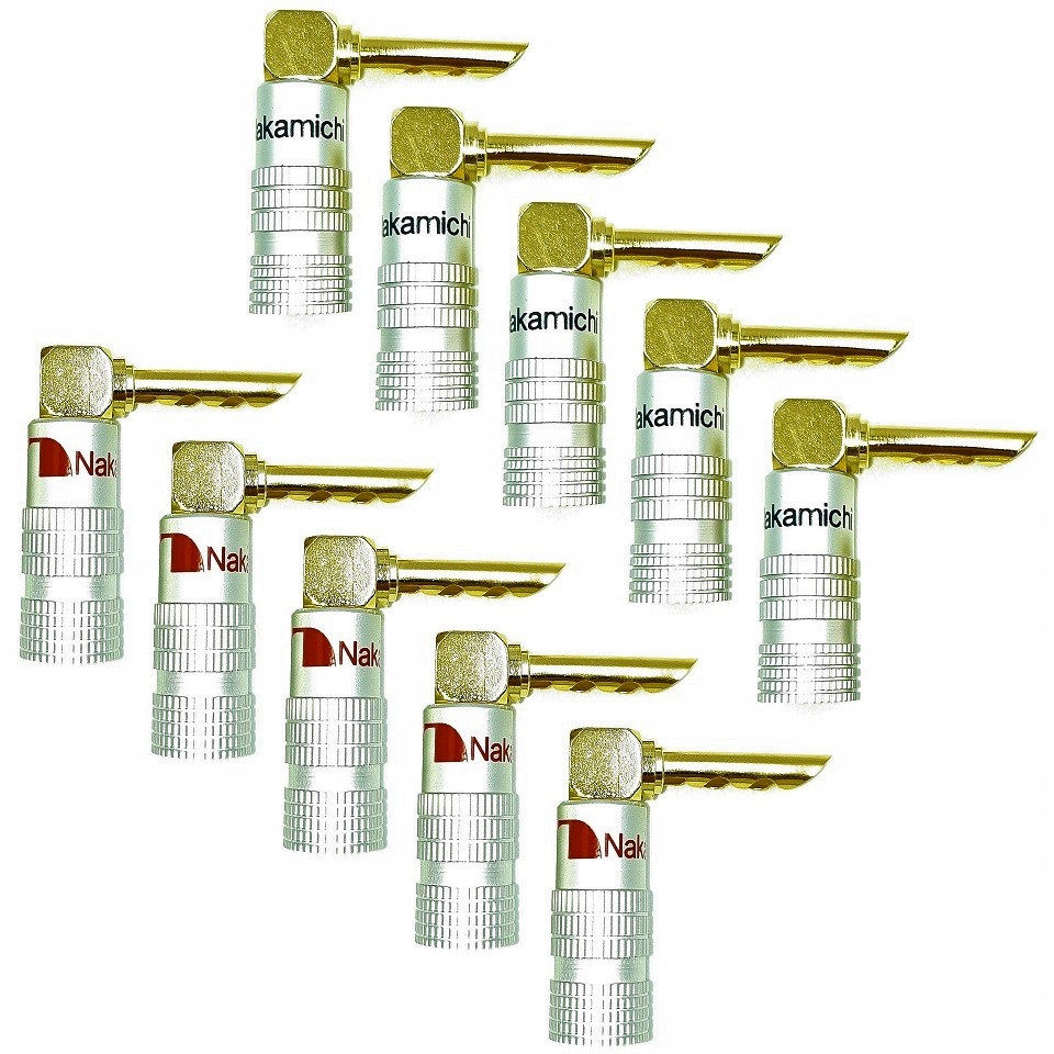 Úhlové banánkové zástrčky Bfa Nakamichi Hq Gold 10 Ks