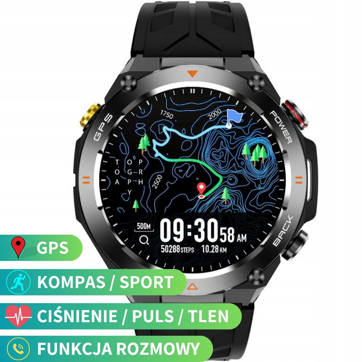 Rubicon RNCF37 sportovní chytré hodinky Gps černé SMARUB331