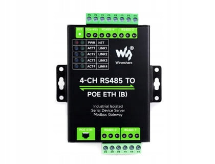 4-CH RS485 To Poe Eth (b) 4-kanálový průmyslový RS485 Ethernet převodník