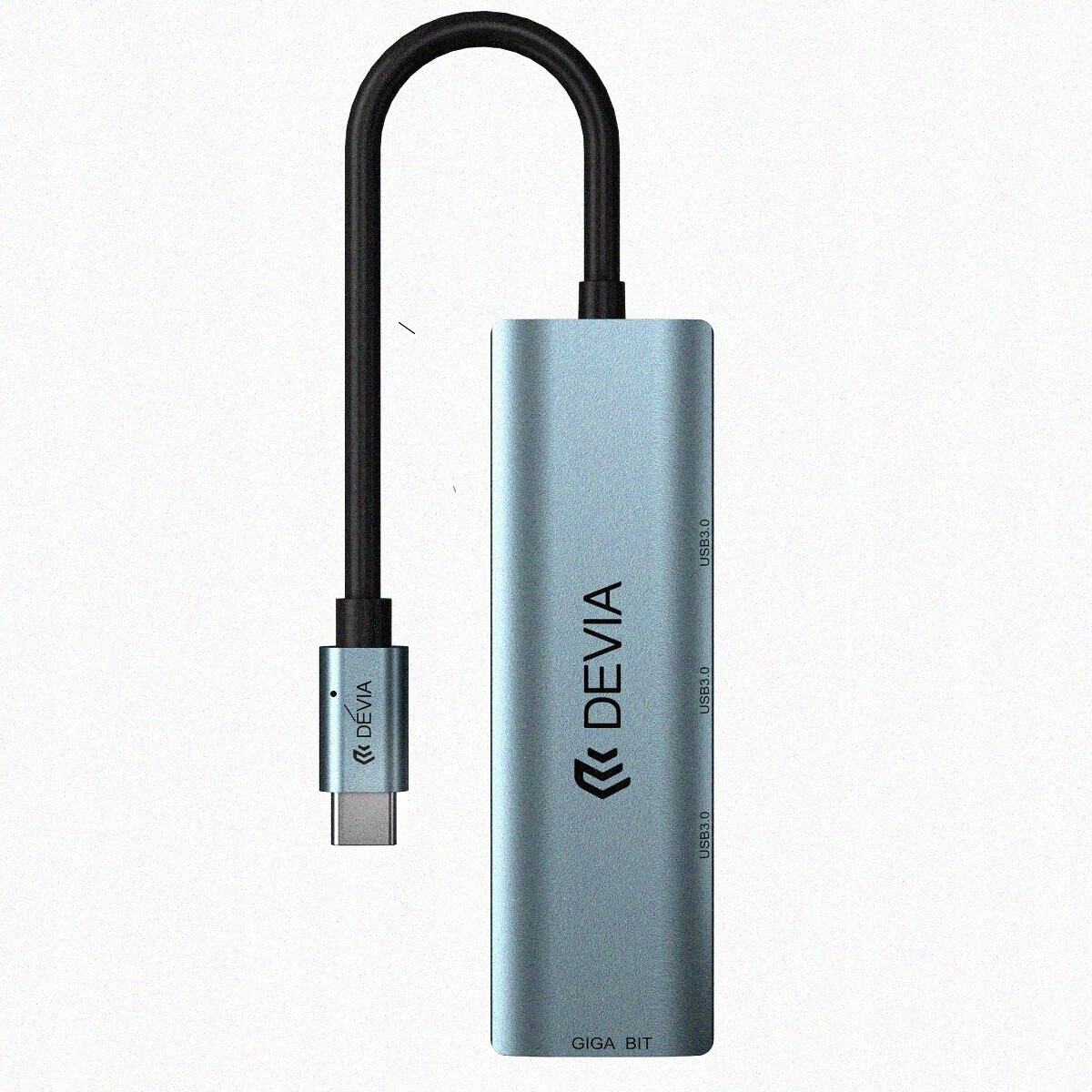 Devia Hub adaptér 4v1 EC621 Usb-c 3.1 na 3x Usb 3.0 RJ45 tmavě šedý