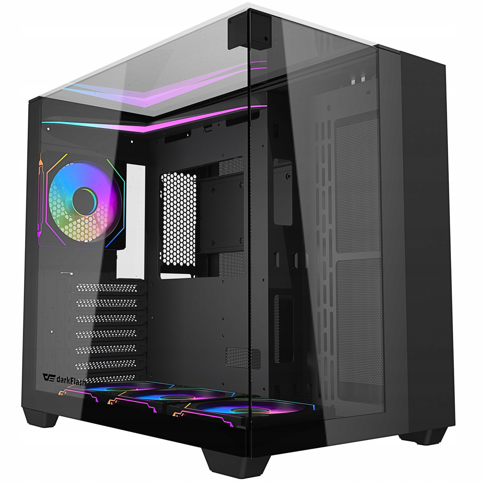 DarkFlash TH285 Počítačová skříň Atx Cube Case Gaming Argb Sklo Černá