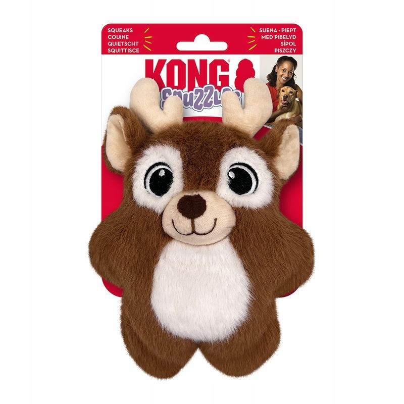 Kong Holiday Snuzzles Reindeer M pískací hračka pro psy sob na svátek