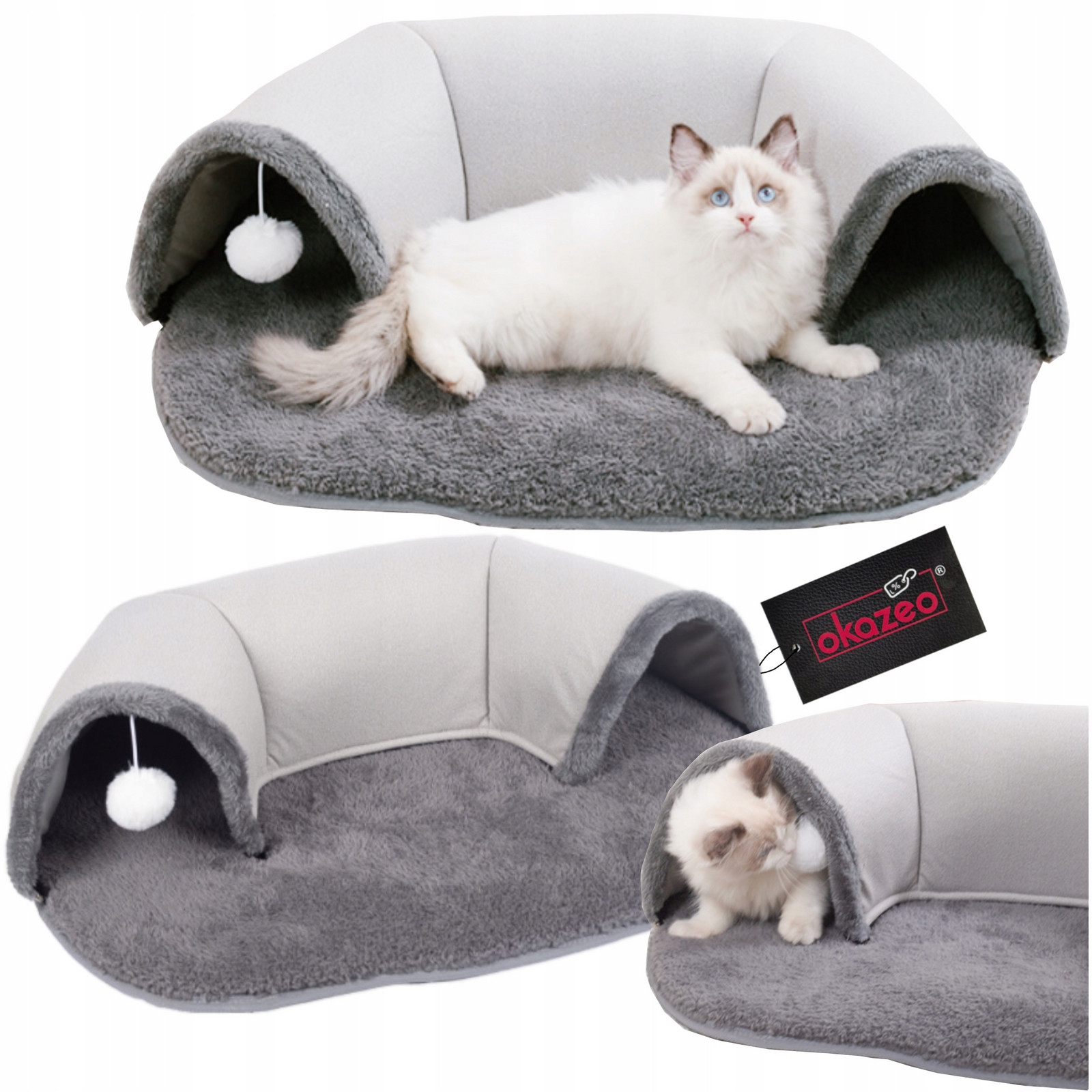 Tunel pelíšek hrací podložka šustící s přívěskem pro kočky králíka