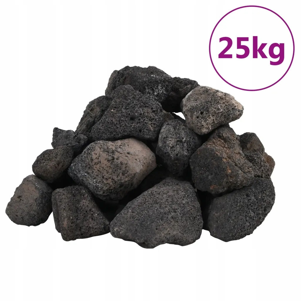 vidaXL Vulkanická skála, 25 kg, černá, 5-8 cm