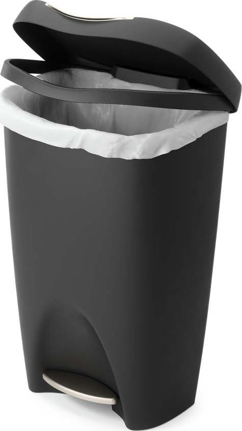 Černý nášlapný plastový odpadkový koš 50 l Brim – Umbra